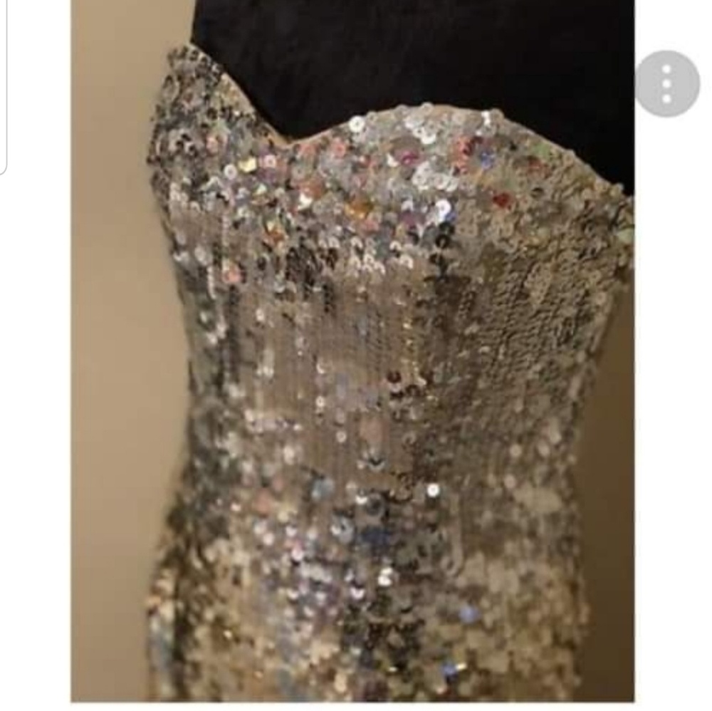 Gold silver sequin ruffle prom dress gown mermaid - Picture 5 of 5